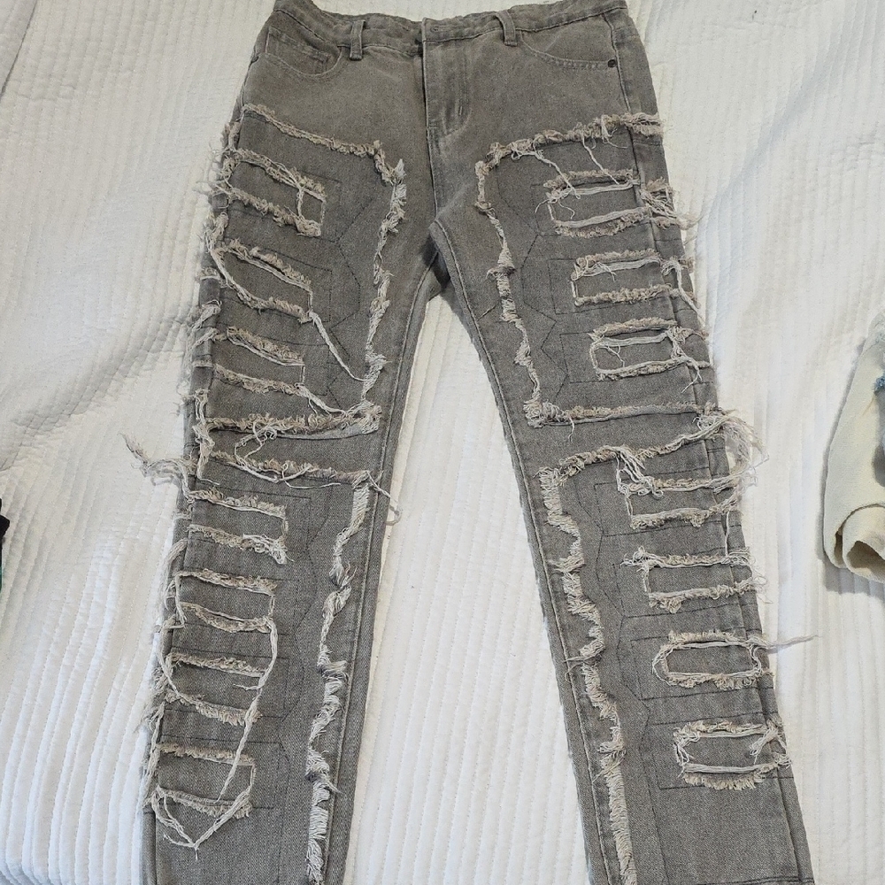 Trendy Gray Denim Pants